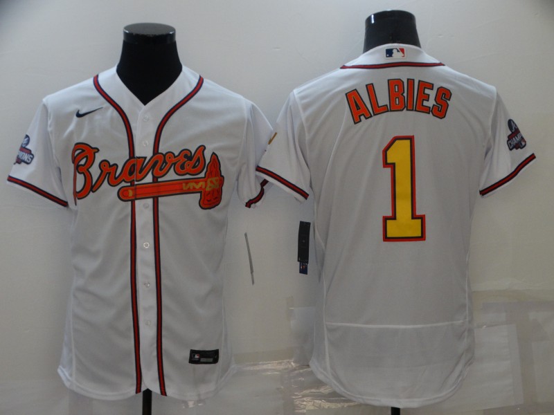 2021 Men Atlanta Braves #1 Albies white game MLB Jersey->youth mlb jersey->Youth Jersey